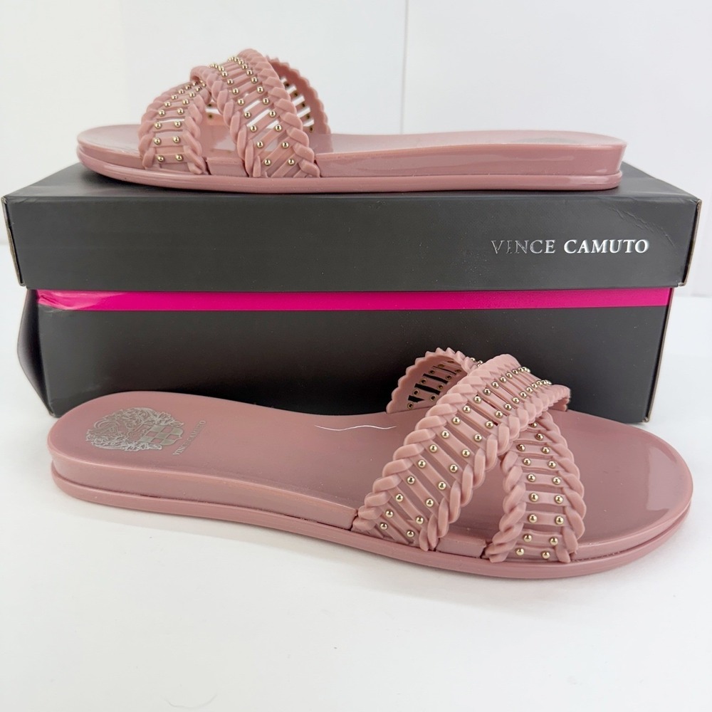 Vince Camuto Erindra Blush Pink Jelly Studded Braided Slide Sandals 9M
